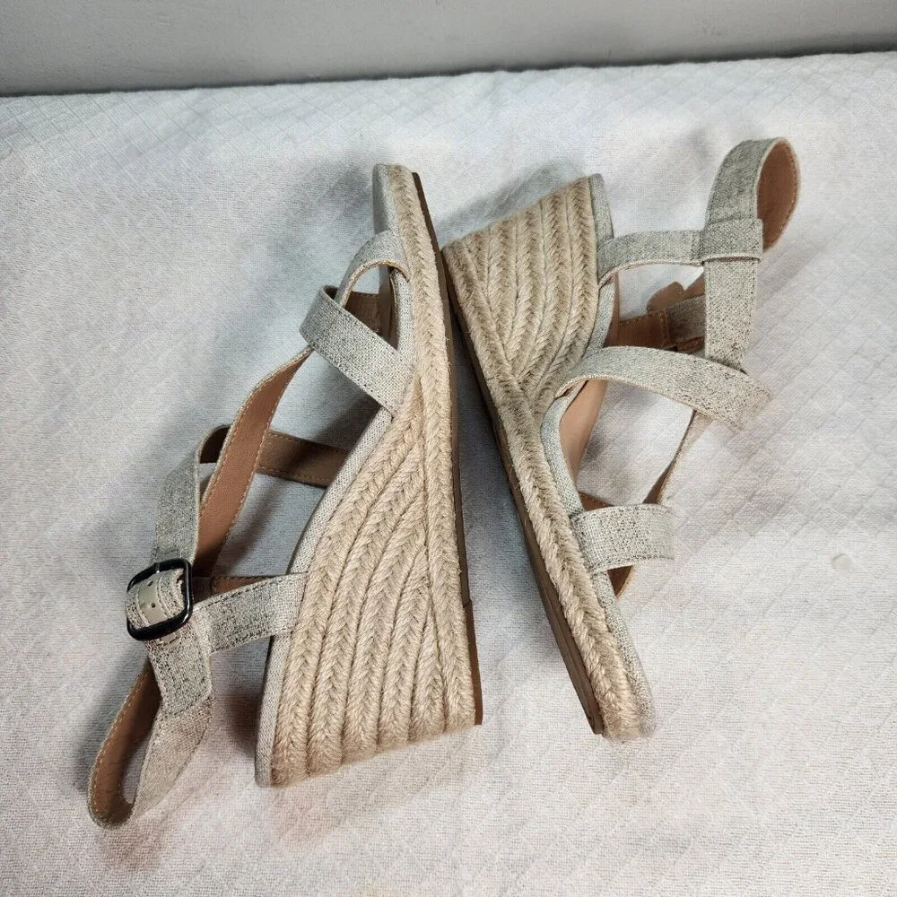 Lucky Brand Women’s Size 10 M Beige Gold Mytila Espadrille Wedge Sandals 168